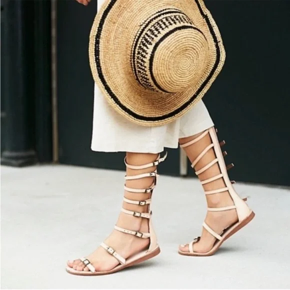 Free People Jeffrey Campbell Valley Gladiator Sandals Natural Leather Worn Once - Picture 1 of 7